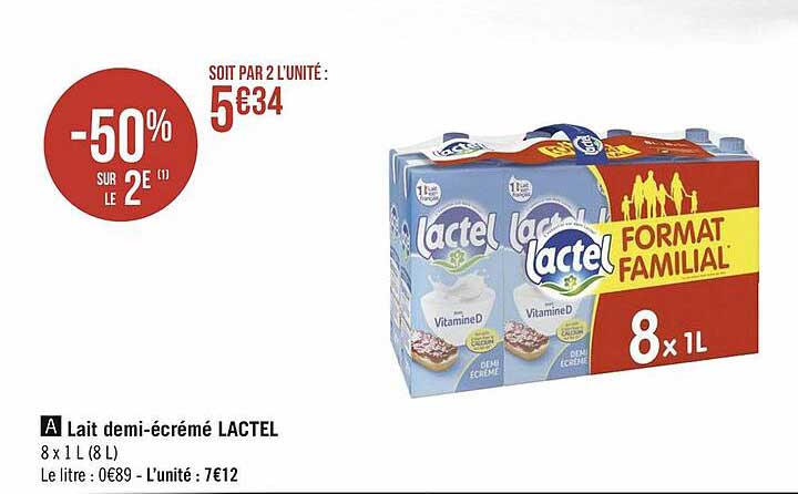 lait demi-écrémé lactel