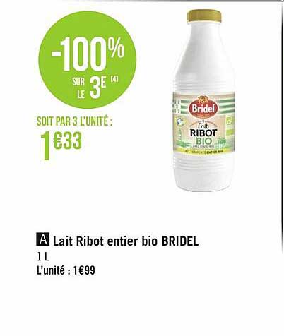Lait Ribot Entier Bio Bridel
