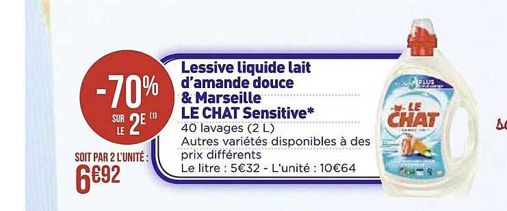 lessive liquide lait d'amande douce & marseille le chat sensitive
