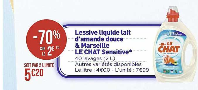 lessive liquide lait d'amande douce & marseille le chat sensitive