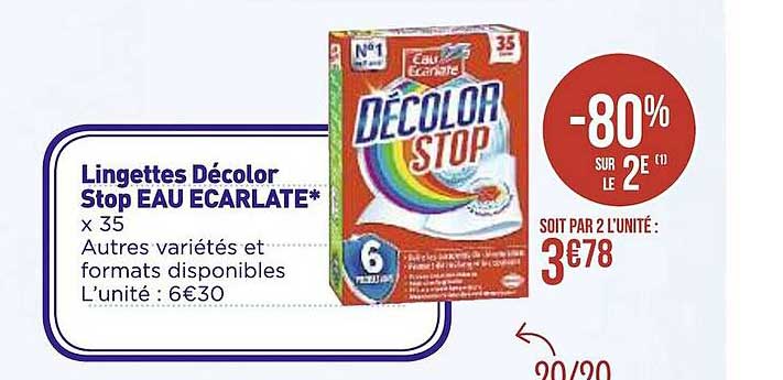 lingettes décolor stop eau écarlate