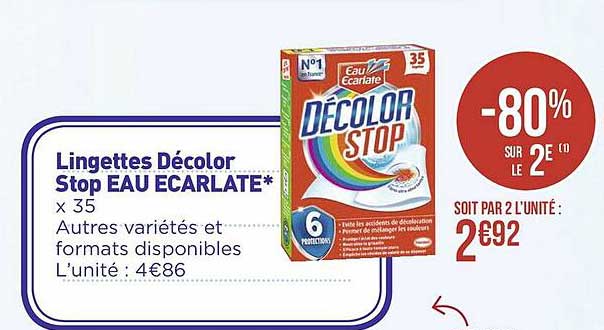 lingettes décolor stop eau écarlate