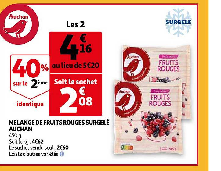Mélange De Fruits Rouges Surgelé Auchan