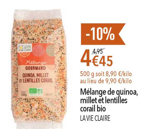 Mélange De Quinoa, Millet Et Lentilles Corail Bio La Vie Claire