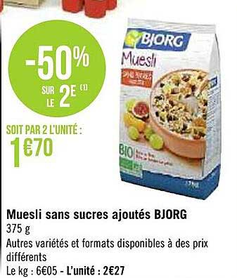 Muesli Sans Sucres Ajoutés Bjorg