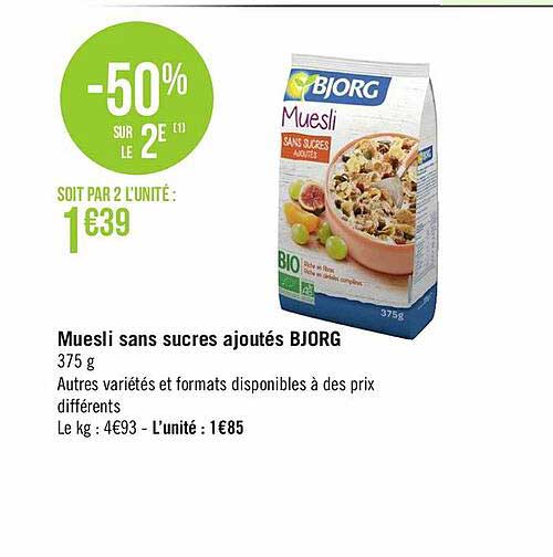 Muesli Sans Sucres Ajoutés Bjorg