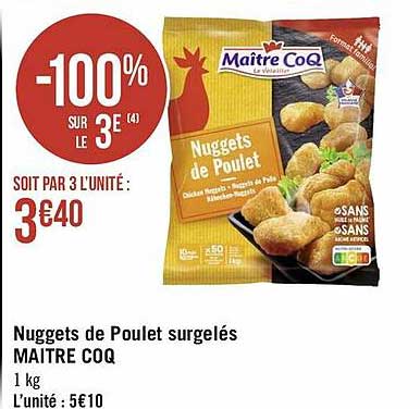 nuggets de poulet surgelés maître coq