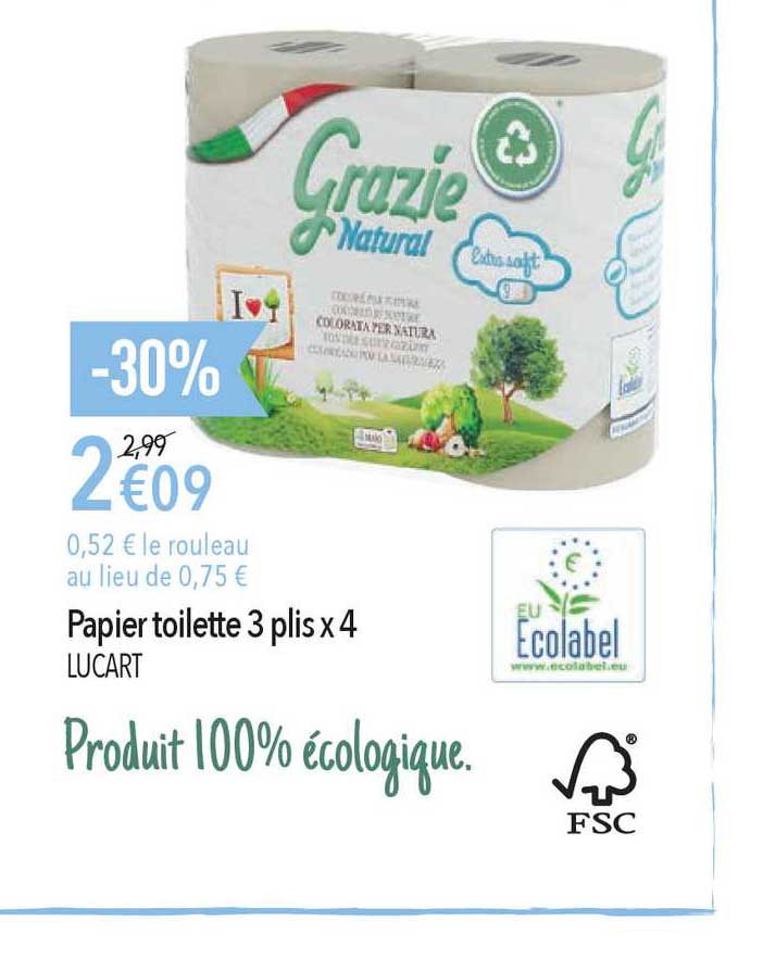 papier toilette 3 plis x4 lucart