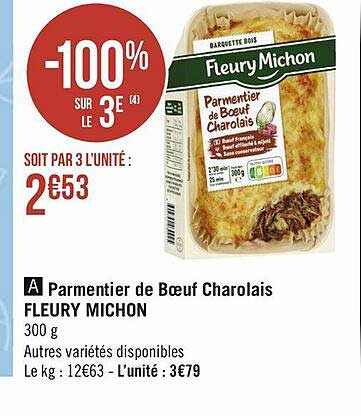 parmentier de boeuf charolais fleury michon
