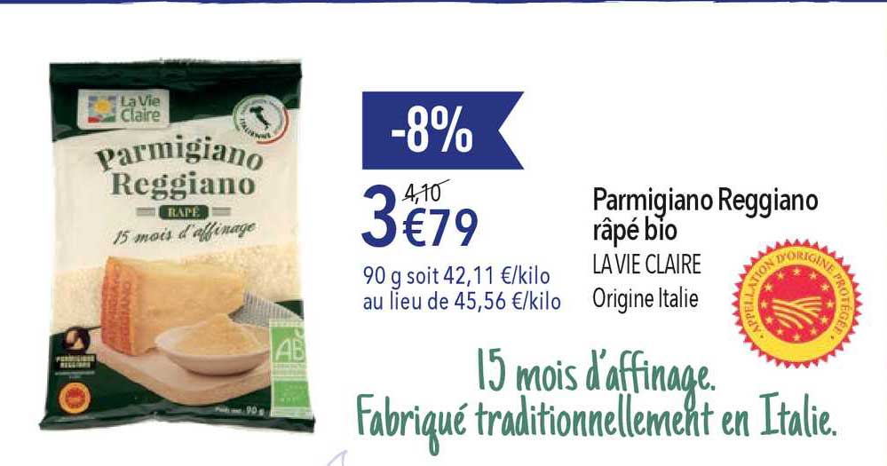 Parmigiano Reggiano Râpé Bio La Vie Claire