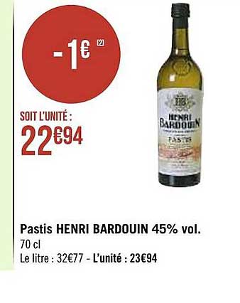 pastis henri bardouin 45% vol.
