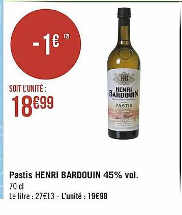pastis henri bardouin 45% vol.