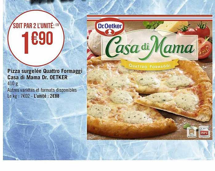 pizza surgelée quattro formaggi casa di mama dr. oetker