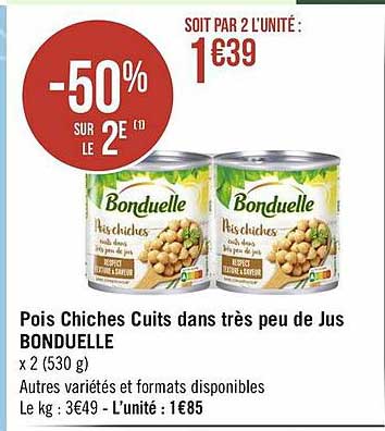 pois chiches cuits dans très peu de jus bonduelle