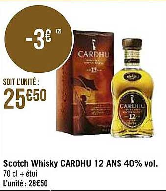 scotch whisky cardhu 12 ans 40% vol.
