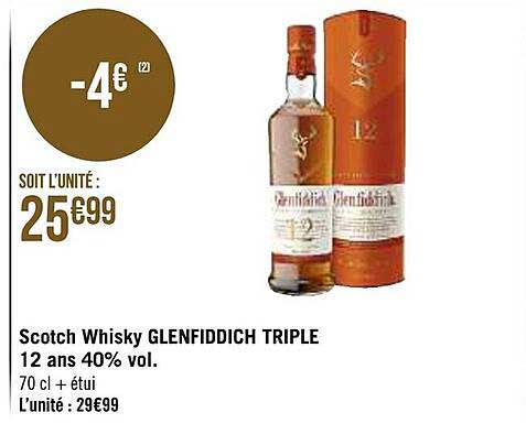 scotch whisky glenfiddich triple 12 ans 40% vol.