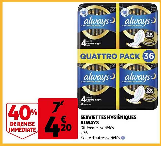 serviettes hygiéniques always