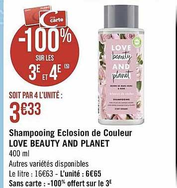 shampooing éclosion de couleur love beauty and planet