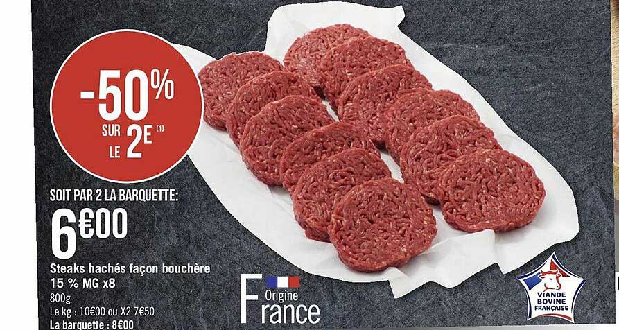 steaks hachés façon bouchère 15% mg x8