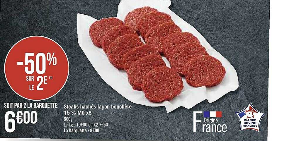 steaks hachés façon bouchère 15% mg x8