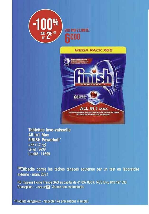 tablettes lave-vaisselle all in 1 max finish powerball