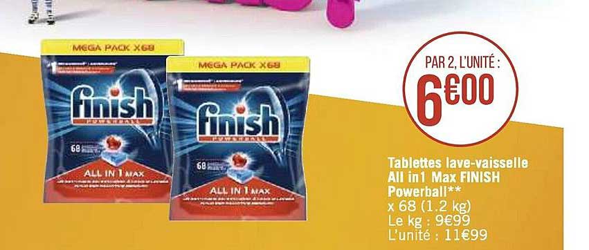 tablettes lave-vaisselle all in 1 max finish powerball