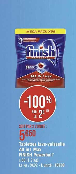 tablettes lave-vaisselle all in 1 max finish powerball