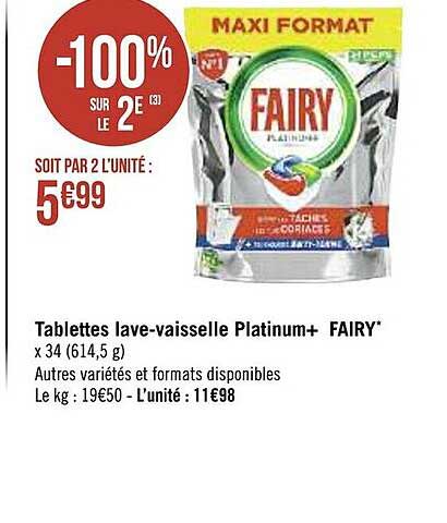 tablettes lave-vaisselle platinum+ fairy