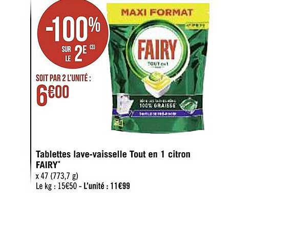 Tablettes Lave-vaisselle Tout En 1 Citron Fairy