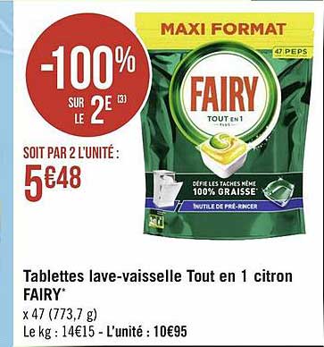 tablettes lave-vaisselle tout en 1 citron fairy
