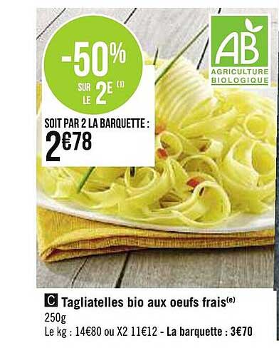 Tagliatelles Bio Aux Oeufs Frais