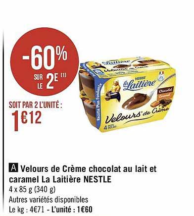 Velours De Crème Chocolat Au Lait Et Caramel La Laitière Nestlé