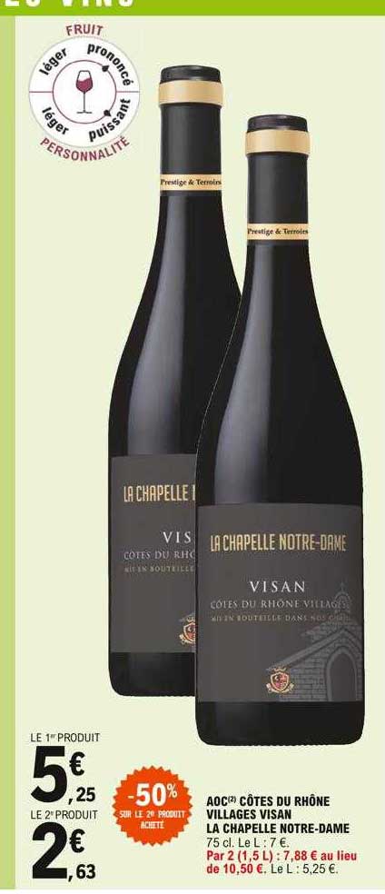 aoc côtes du rhône villages visan la chapelle notre-dame  -50% de réduction immédiate