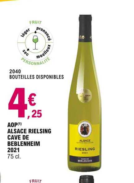 Aop Alsace Riesling Cave De Beblenheim 2021