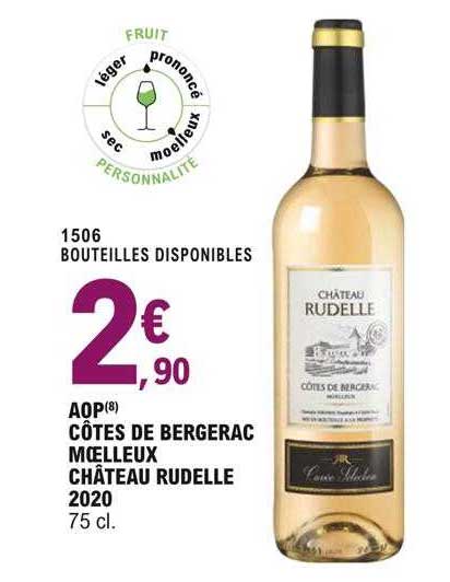 aop côtes de bergerac moelleux château rudelle 2020