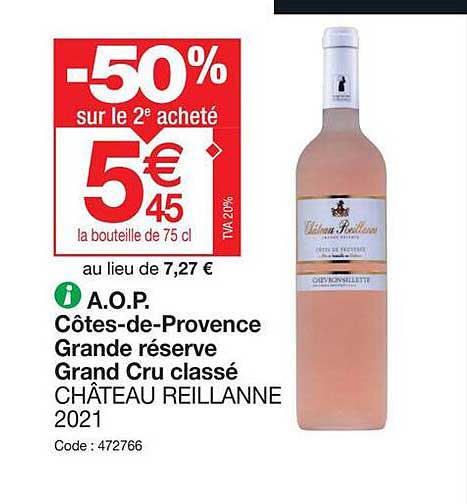 aop côtes-de-provence grande réserve grand cru classé château reillanne 2021