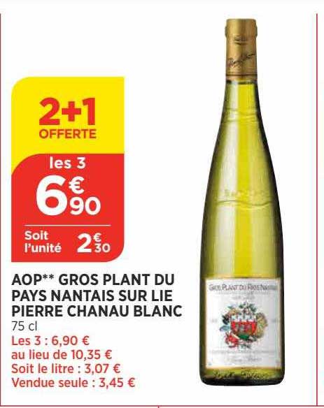aop gros plant du pays nantais sur lie pierre chanau blanc