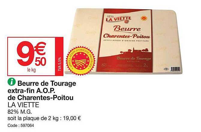 beurre de tourage extra-fin aop de charentes-poitou la viette