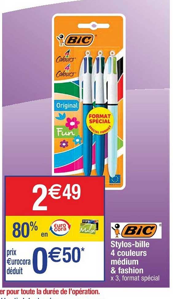 Bic Stylos-bille 4 Couleurs Médium & Fashion