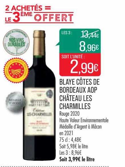 blaye côtes de bordeaux aop château les charmilles