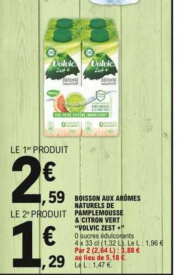 boisson aux arômes naturels de pamplemousse & citron vert volvic zest