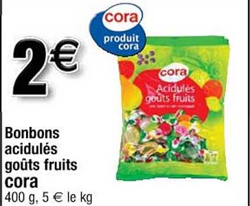 bonbons acidulés goûts fruits cora