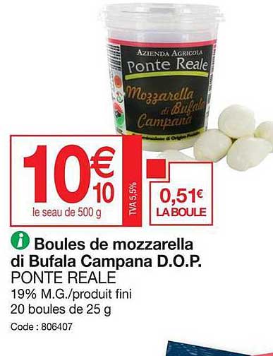 boules de mozzarella di bufala campana dop ponte reale