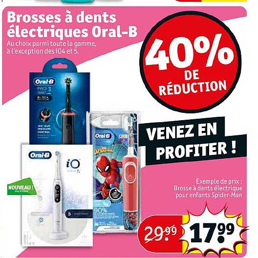 brosses à dents électriques oral-b 40% de réduction