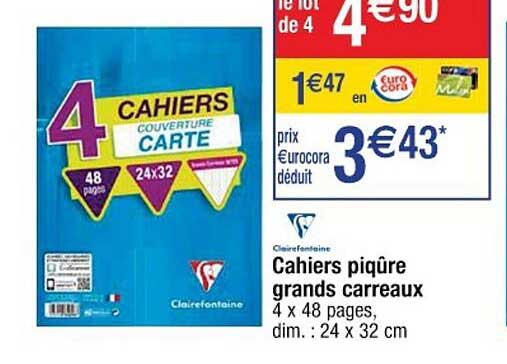 cahiers piqûre grands carreaux