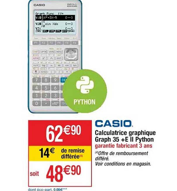 casio calculatrice graphique graph 35+e II python