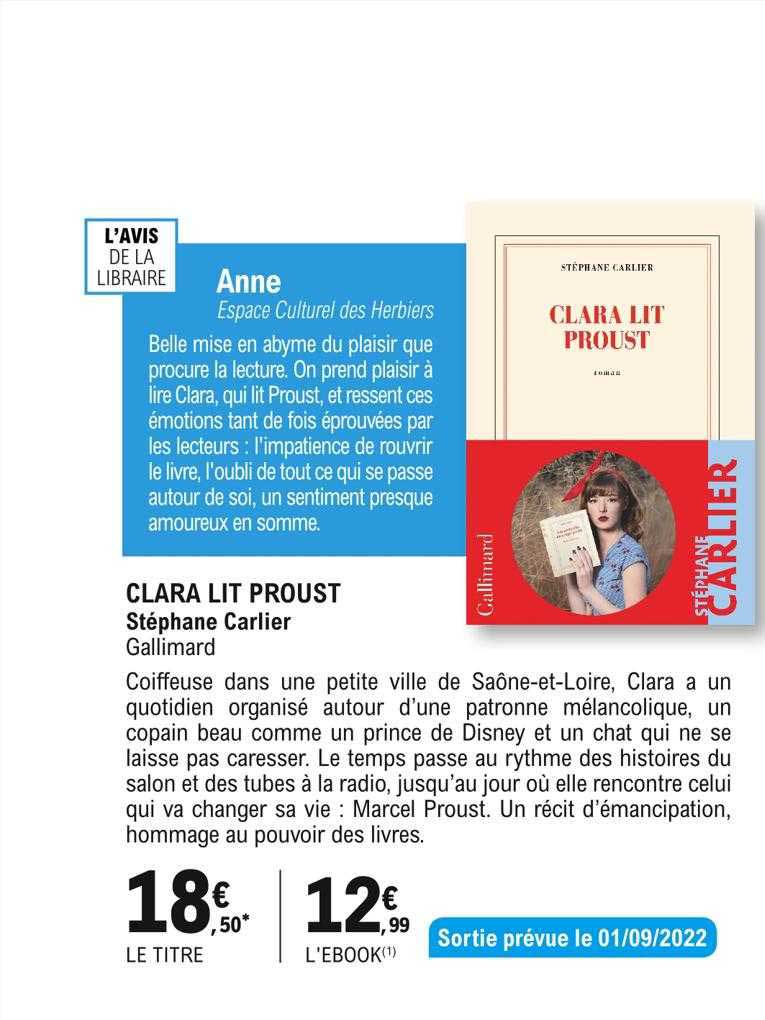 clara lit proust stéphane carlier gallimard