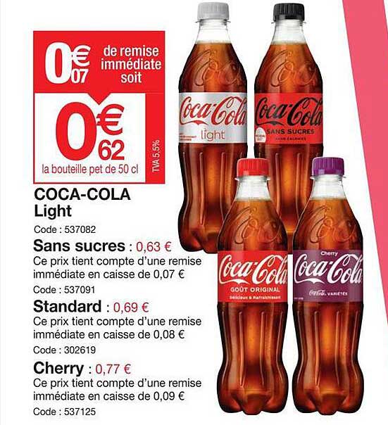 Coca-cola Light, Sans Sucre, Standard Ou Cherry