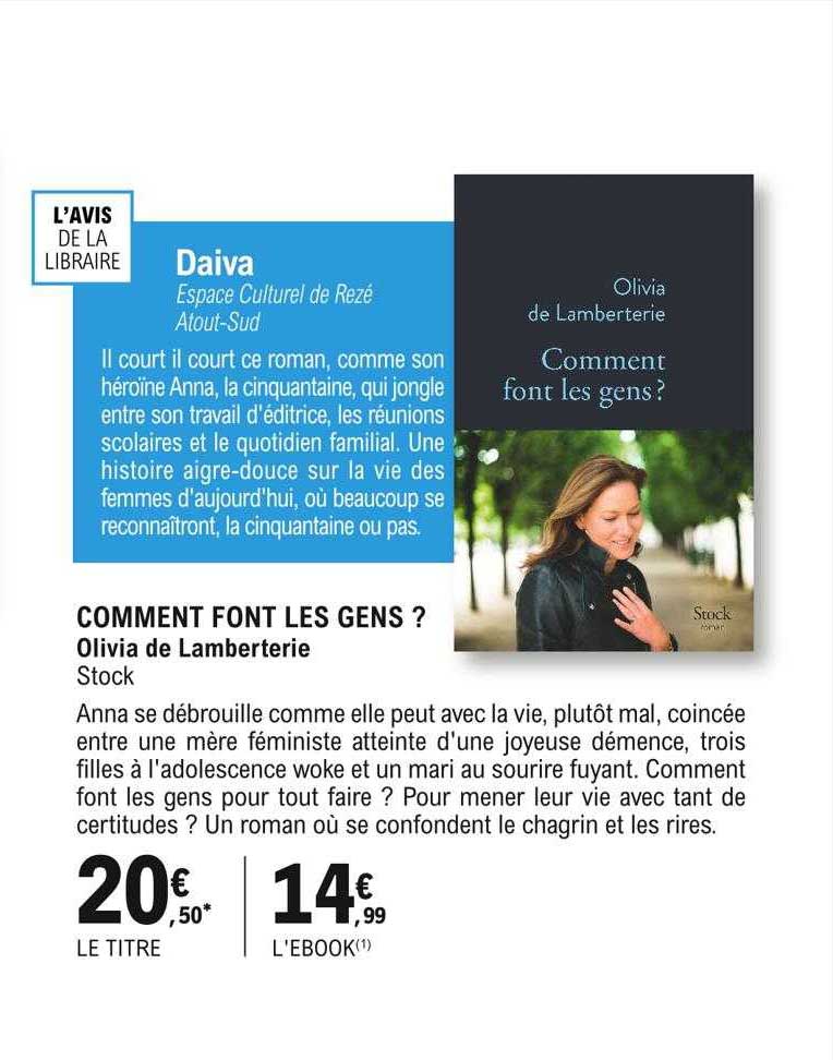 comment font les gens ? olivia de lamberterie stock