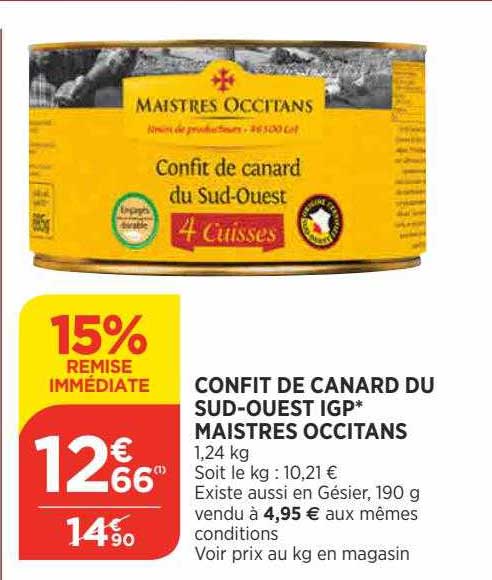 confit de canard du sud-ouest igp maistres occitans